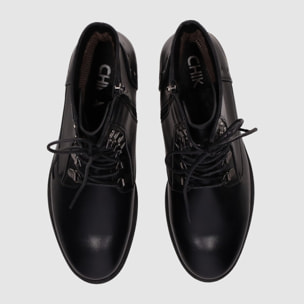 Botines de Piel Sintética - Negro - Tacón: 3 cm