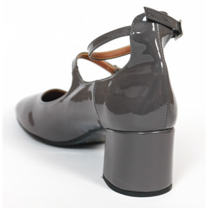 MARY JANE 2 CINTURINI CHOCOLA' GRIGIO