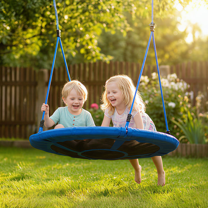 Balançoire nid d'oiseau hauteur réglable charge 200 kg 80 cm bleu