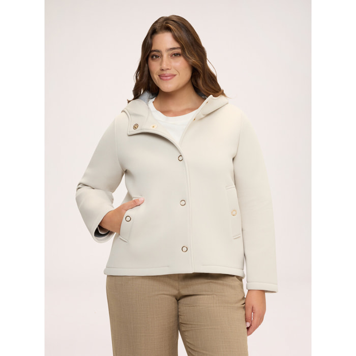 Fiorella Rubino - Giacca in scuba con cappuccio - Beige