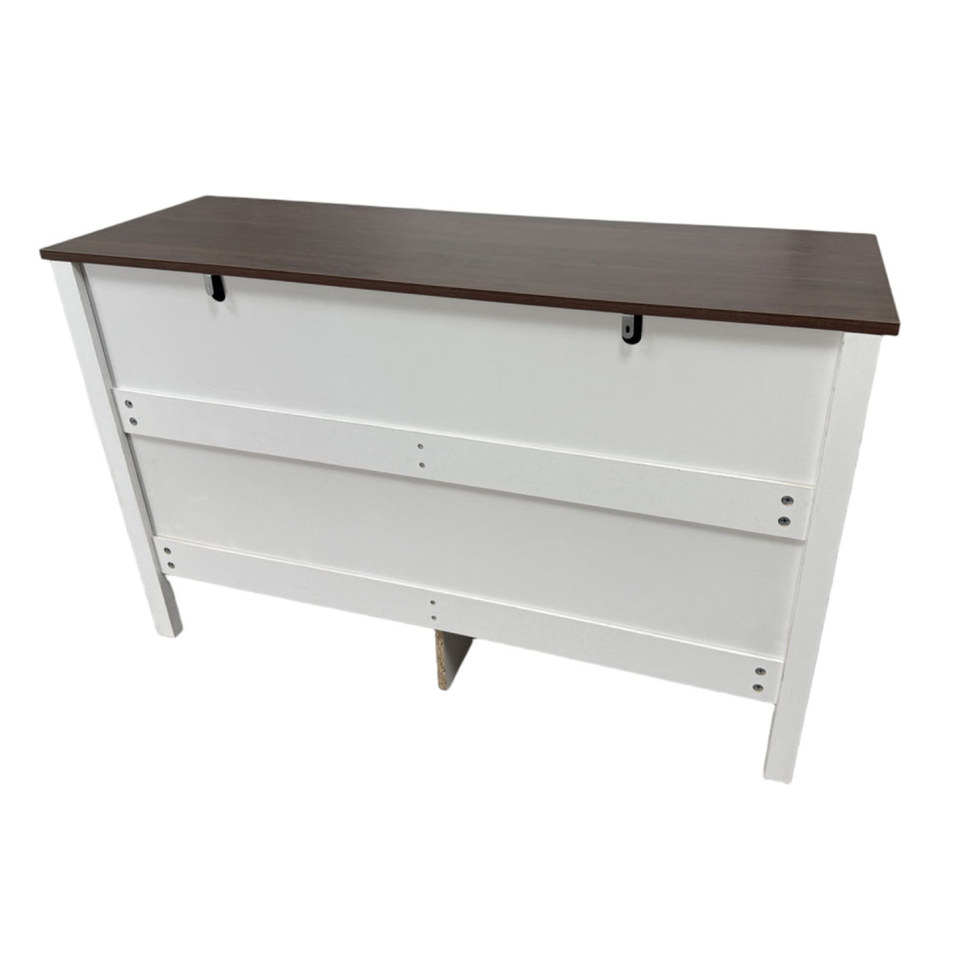 NORTH Commode 6 tiroirs blanc rainuré et bois 120cm