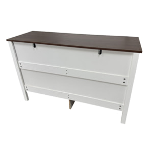 NORTH Commode 6 tiroirs blanc rainuré et bois 120cm