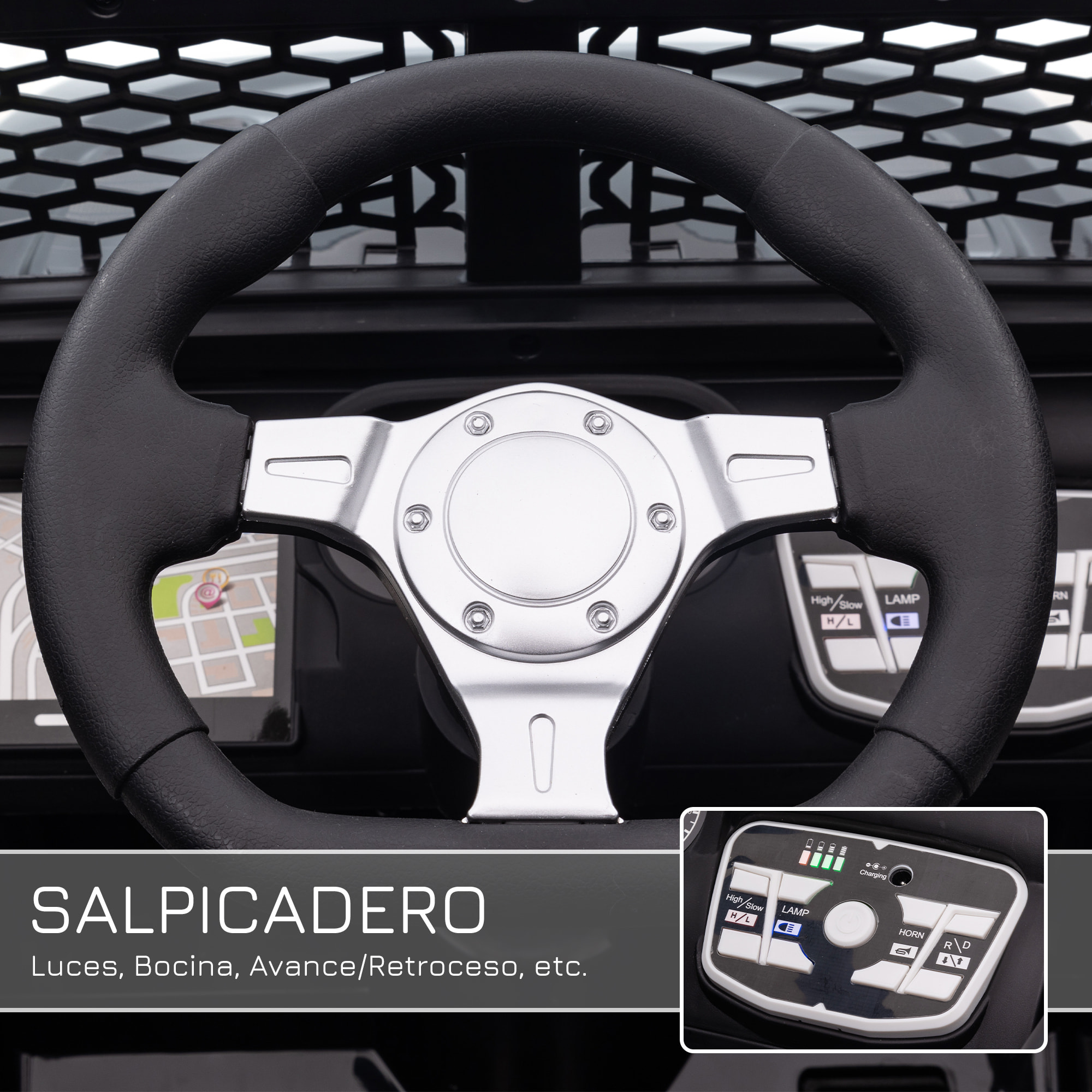 Coche Eléctrico para Niños 12V, Vehículo Todoterreno de Batería con 2 Motores, Control Remoto 2,4G, Velocidad hasta 5 km/h, Sistema de Suspensión, Faros, para Niños de +3 Años, Negro