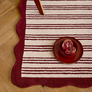 PANTONE - Tapis en laine fait main Rouge D'ORAGE à motif rayure bordeaux