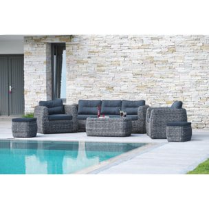 BAHAMAS - Salon de jardin 7 places en résine tresséee