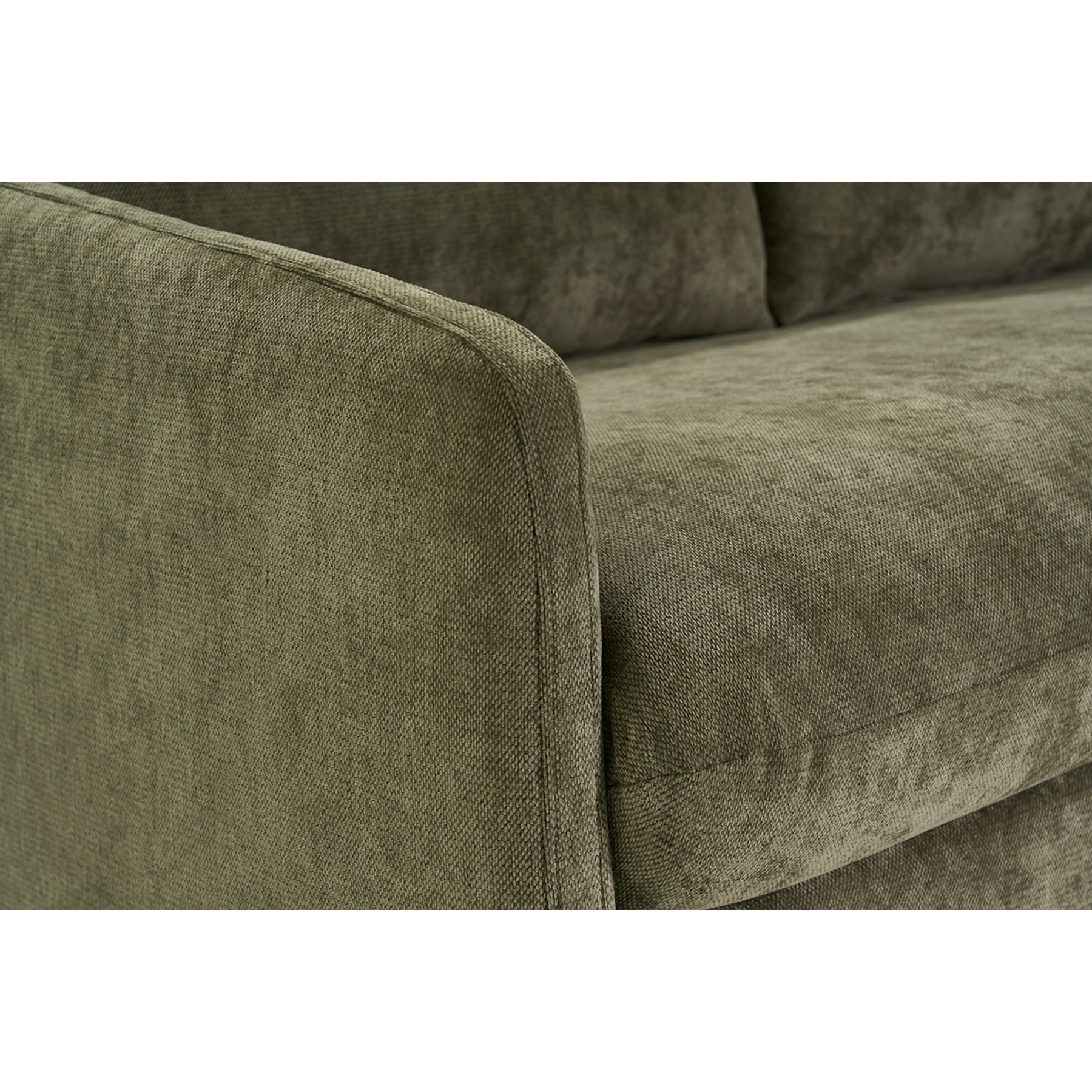 Canapé convertible 2 places en tissu effet velours texturé vert kaki PAULIN