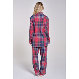 PIGIAMA DONNA flanella invernale quadro rosso e blu