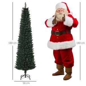 Sapin de Noël artificiel mince dia. 56xH.180 cm 380 branches grand réalisme support métal pliable antidérapant