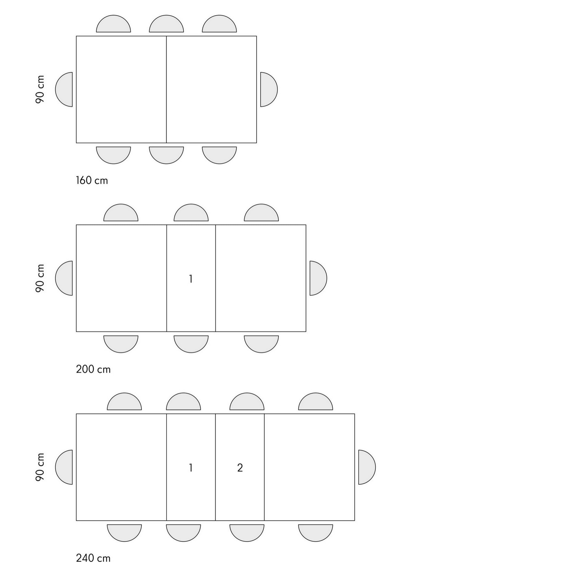 Tavolo allungabile AMALFI in legno effetto olmo perla e gambe a X antracite, allungabile 160x90 cm - 240x90 cm