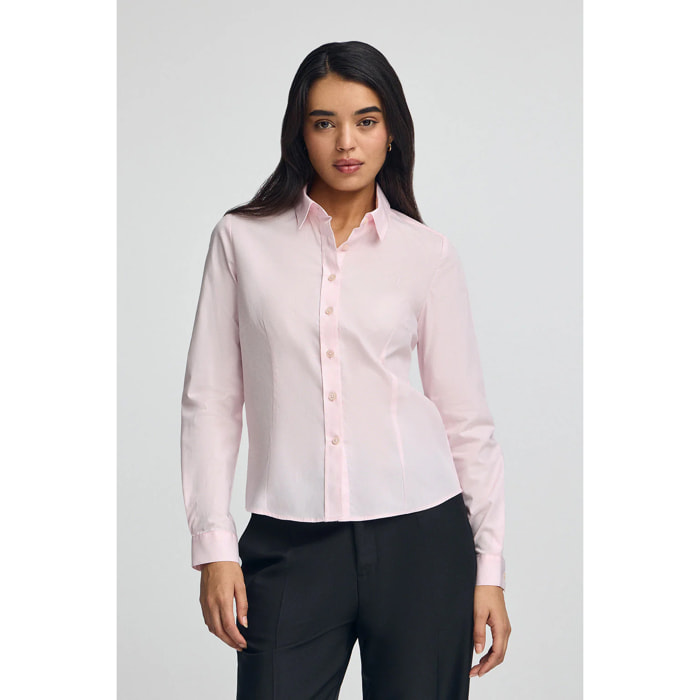 Camicia rosa slim fit con logo Rigby Go