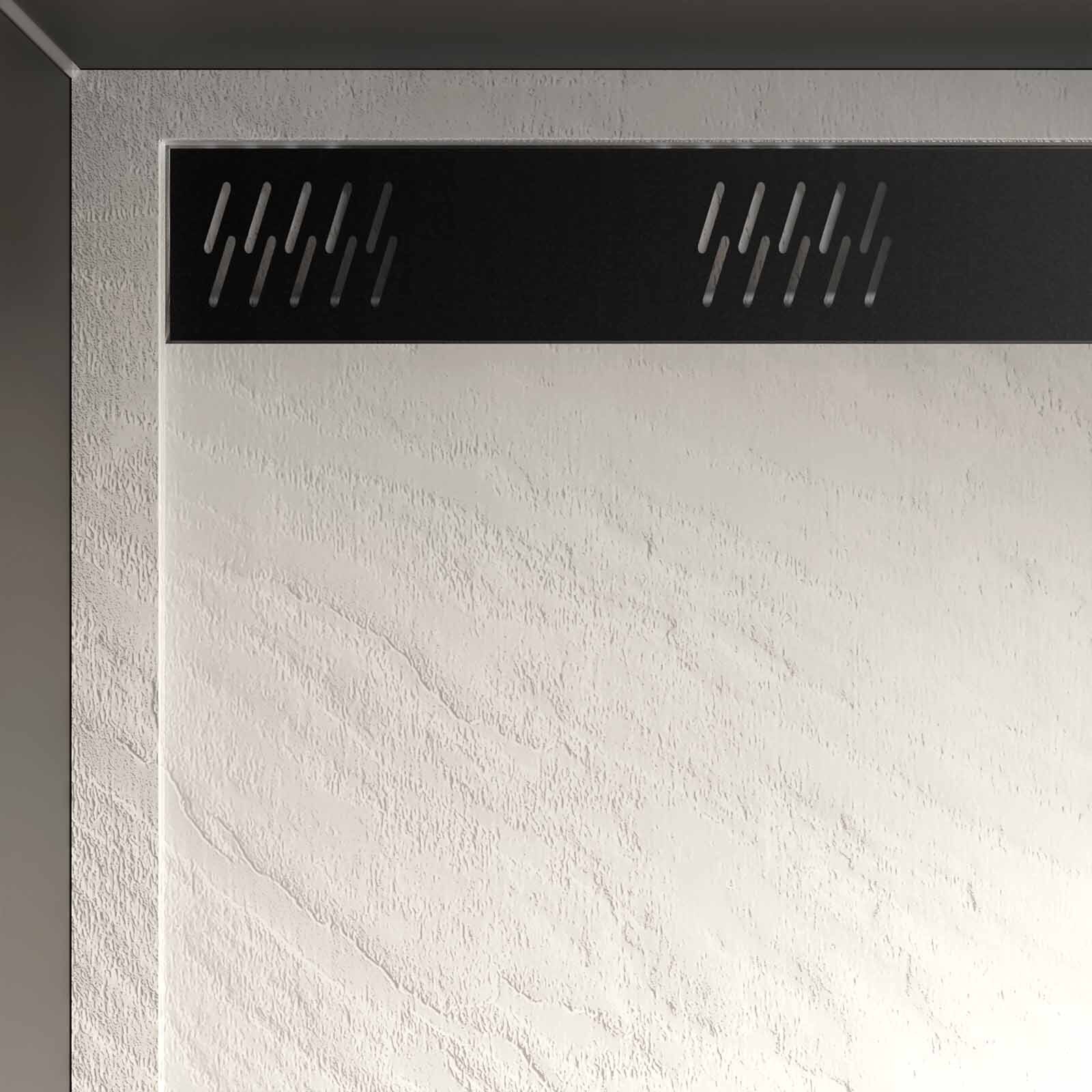 Receveur en Acrylique MOON Blanc Effet Pierre 80x120x4 cm Grille Lineaire Noire