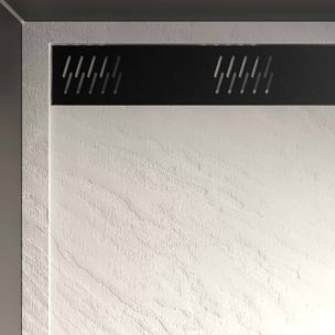 Receveur en Acrylique MOON Blanc Effet Pierre 80x120x4 cm Grille Lineaire Noire