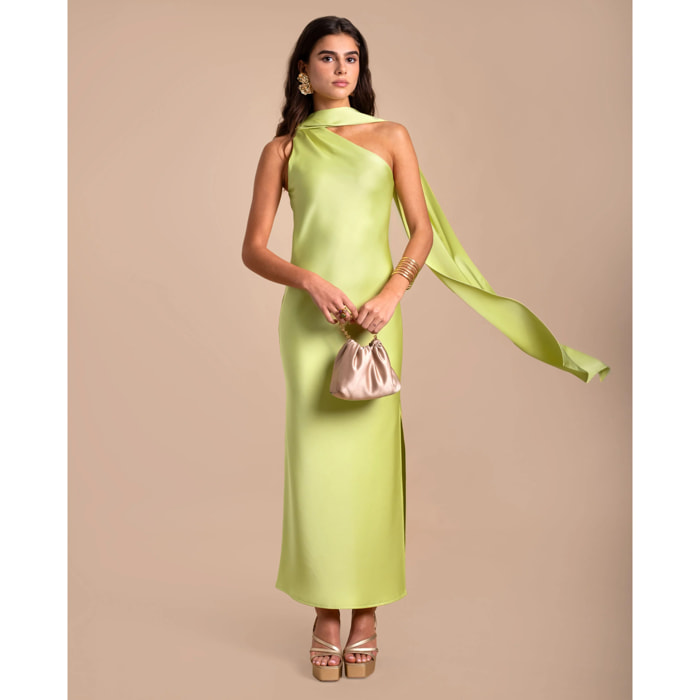 Vestido midi asimétrico con lazada