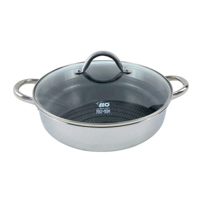 Sautoir 28 cm en inox 18/10 avec couvercle Elo Relief Evolution