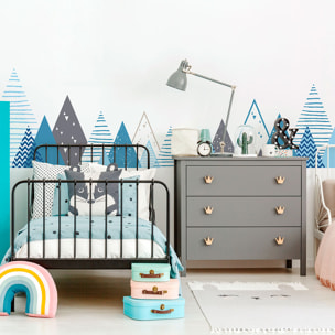 Stickers muraux enfants - Décoration chambre bébé - Autocollant Sticker mural géant enfant montagnes scandinaves VEROKA