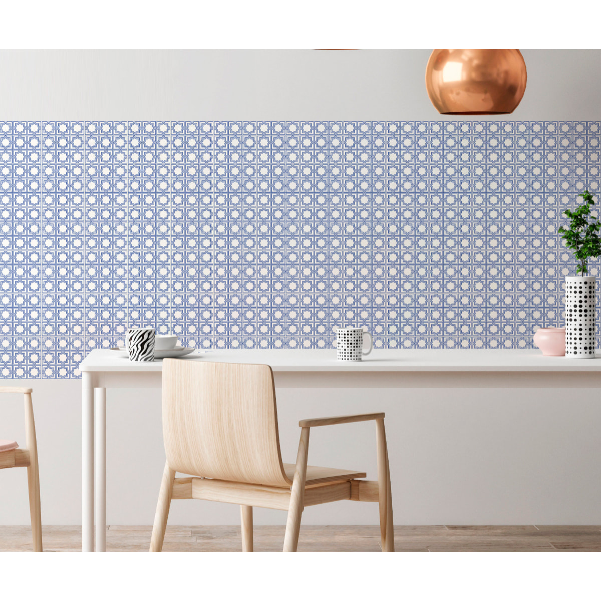 Stickers muraux - Sticker Mural Carrelage adhésif Cuisine Salle de Bain - 60 STICKERS CARREAUX DE CIMENT ORIENTAL NADOR