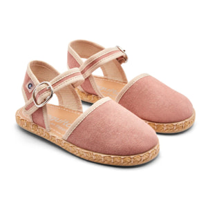 Alpargatas de Niña Con Hebilla y Suela Yute Rosa