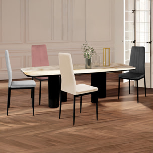 Chaises Jade en velours et pieds noirs - Mix color - Crème, gris clair, gris foncé, rose