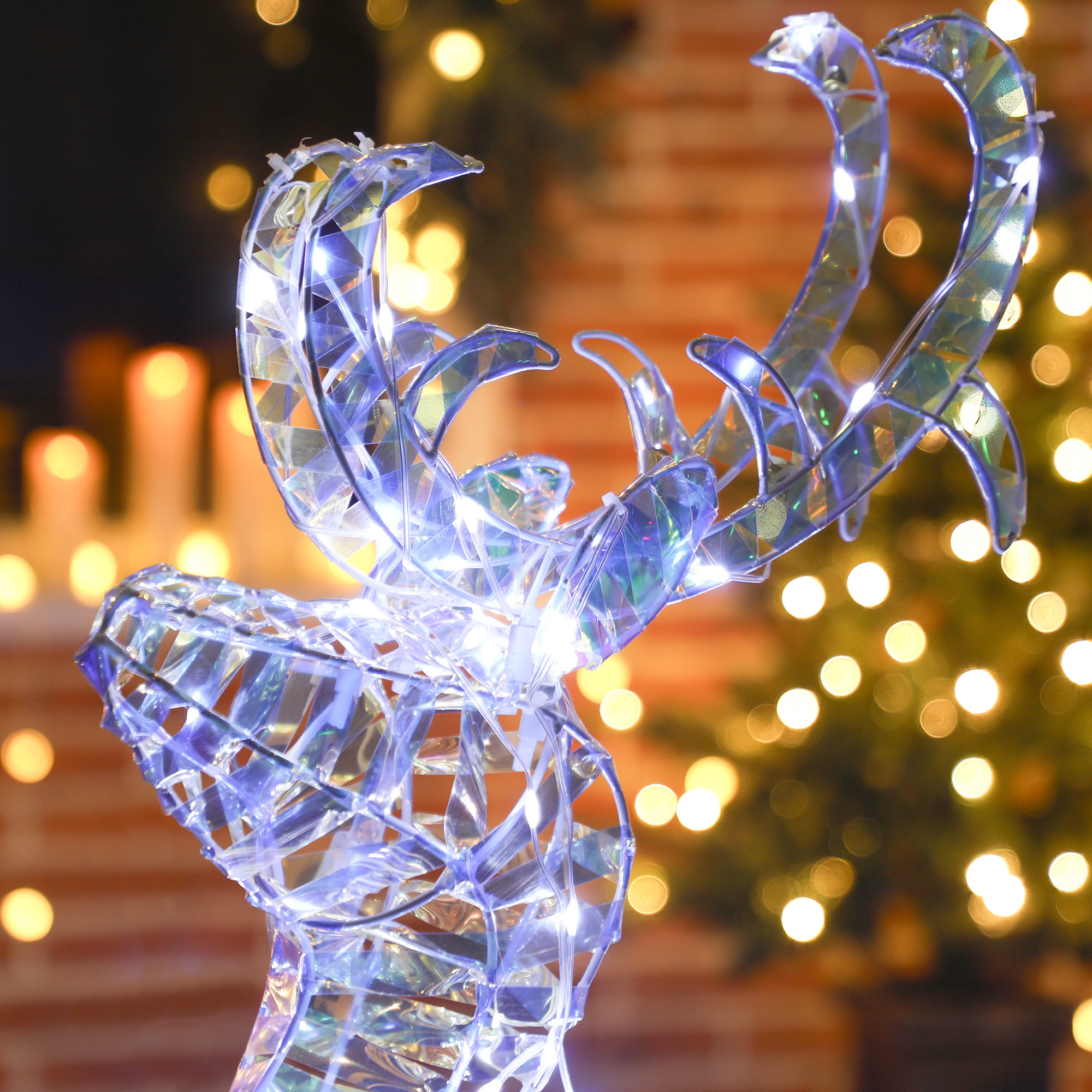 Silhouette renne lumineux avec traîneau - renne et traîneau lumineux de Noël - décoration LED extérieure de Noël - 170 LED blanc froid