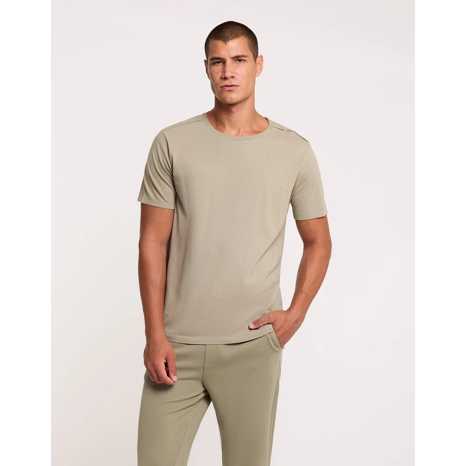 Camiseta Manga Corta Caqui Claro - Nurea