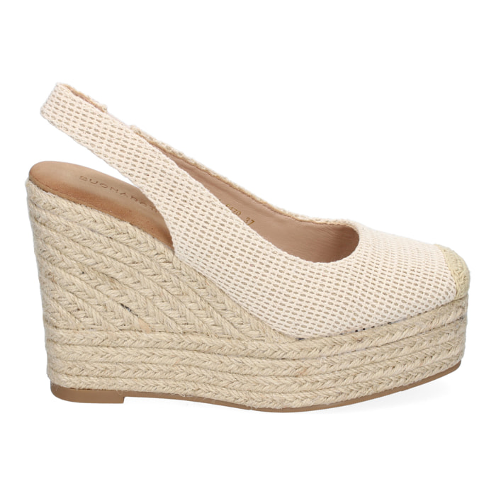 Sandalia de Cuña de Yute para Mujer, Comodas y Elegantes, Diseño de Pala Cerrada con Detalles Bordados