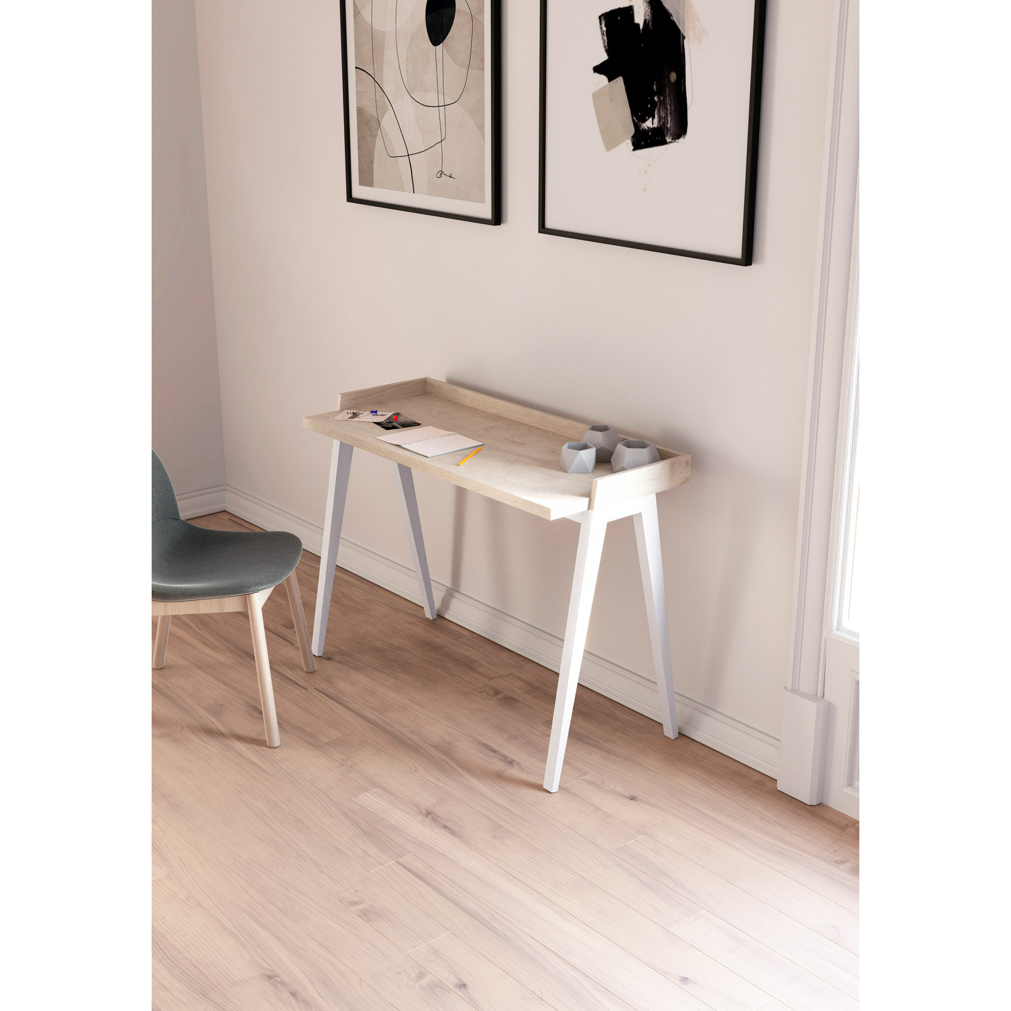Escritorio Paris roble y blanco 81x111x50
