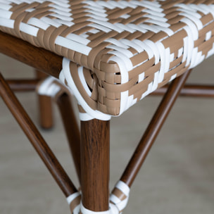 Lot de 2 chaises en textilène avec effet rotin tressé beige