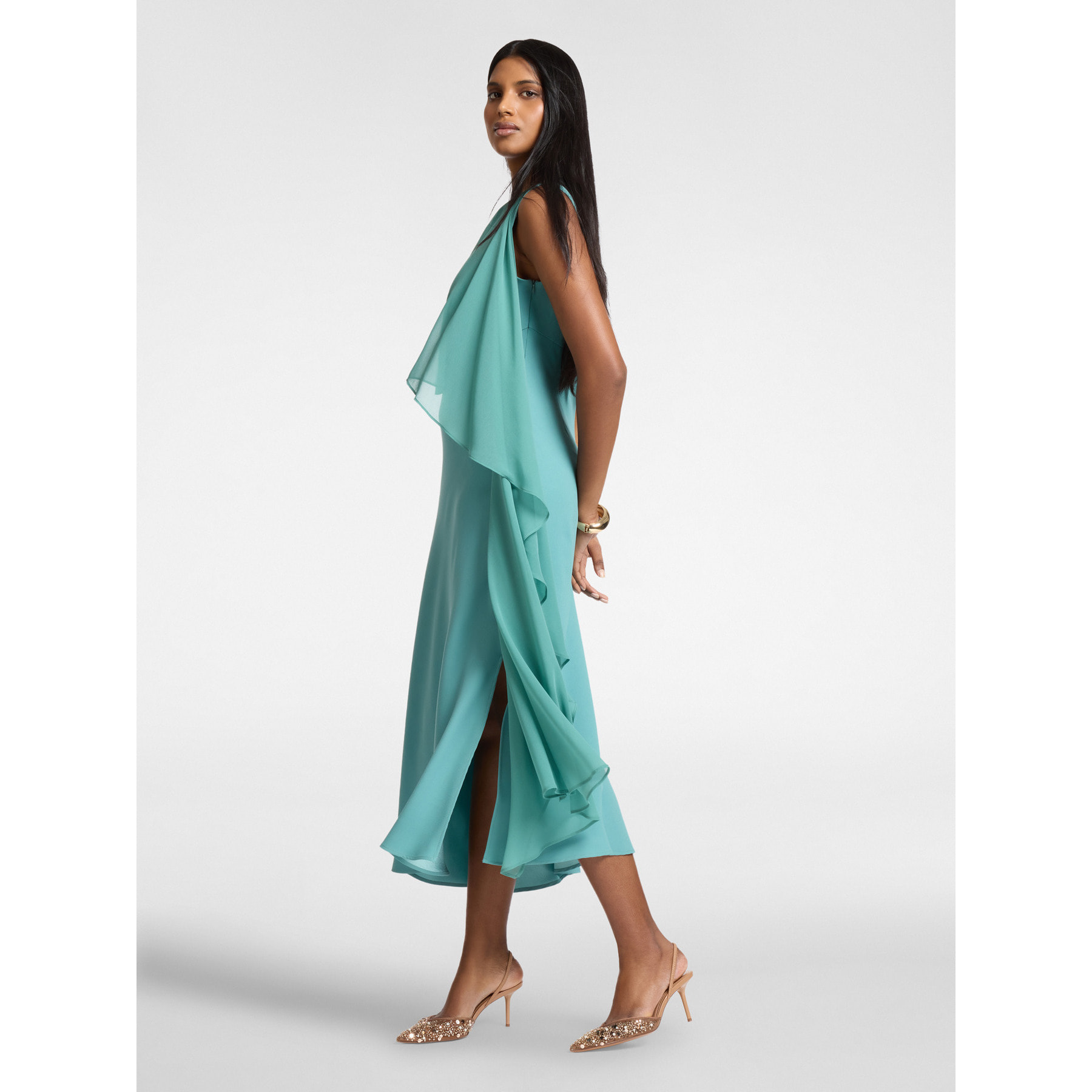 Elena Mirò - Vestido con capa - Green Water