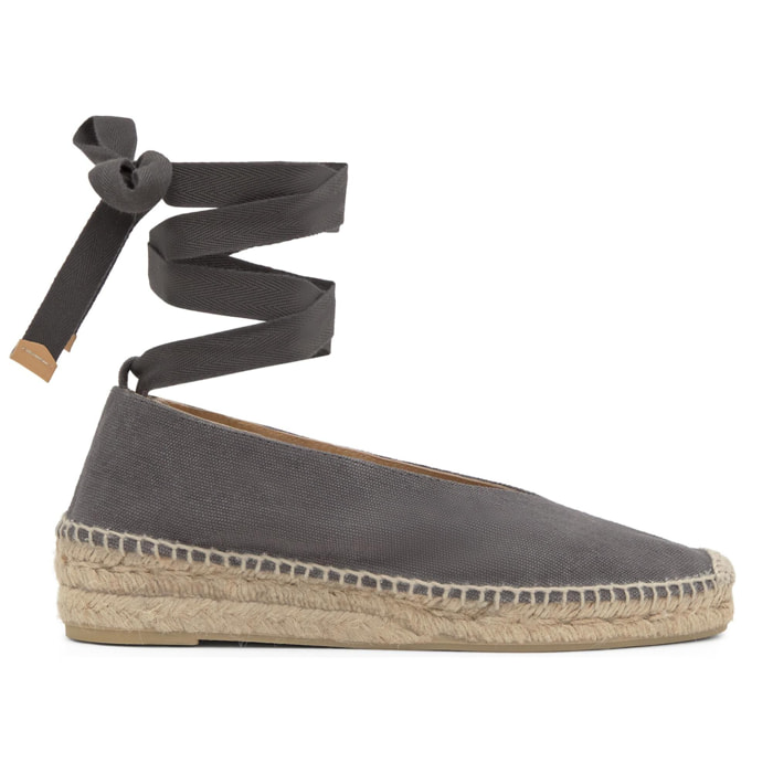 Alpargata plana Gea en algodón orgánico lavado con cintas extraíbles
