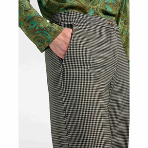 Elena Mirò - Pantaloni cropped jacquard check - Nero