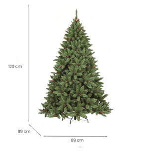 Albero di Natale 120 cm Lapland, Pino artificiale, Albero effetto reale, Alberello natalizio extra folto, 89x89 h120 cm, Verde