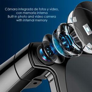 Occhiali intelligenti CY01. Con fotocamera per foto e video da 8 MPX, traduttore AI in tempo reale e controllo della musica/chiamate. 2 tipi di lenti, trasparenti e scure.