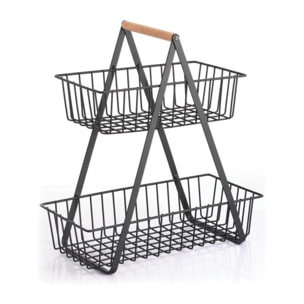 Cesta de Almacenamiento con 2 niveles en color Negro y diseño industrial