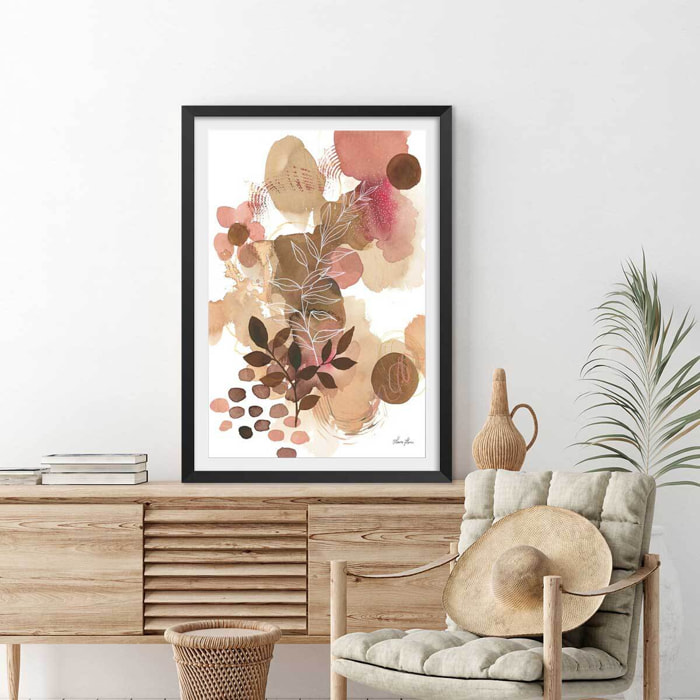 Affiche Bonheur floral Affiche sous cadre noir