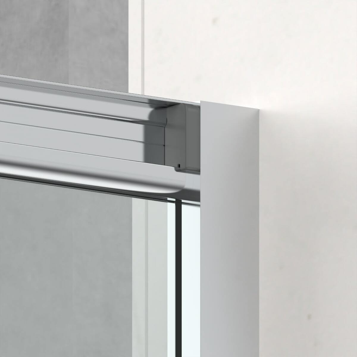 TEX BB ensemble porte coulissante/paroi 100x100cm anticalcaire avec profilés chrome brillant (TEXDBB100S100-SET)