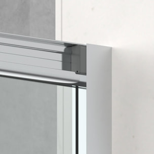 TEX BB ensemble porte coulissante/paroi 100x100cm anticalcaire avec profilés chrome brillant (TEXDBB100S100-SET)