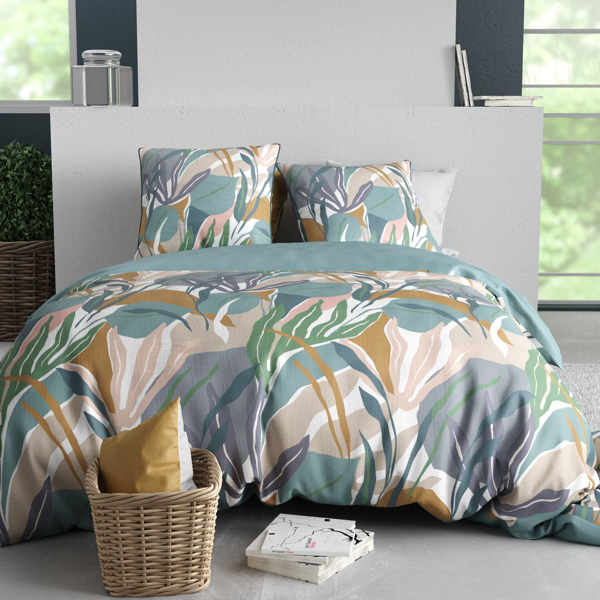 Parure Housse De Couette 3pcs 100% Coton 57 Fils PALMA