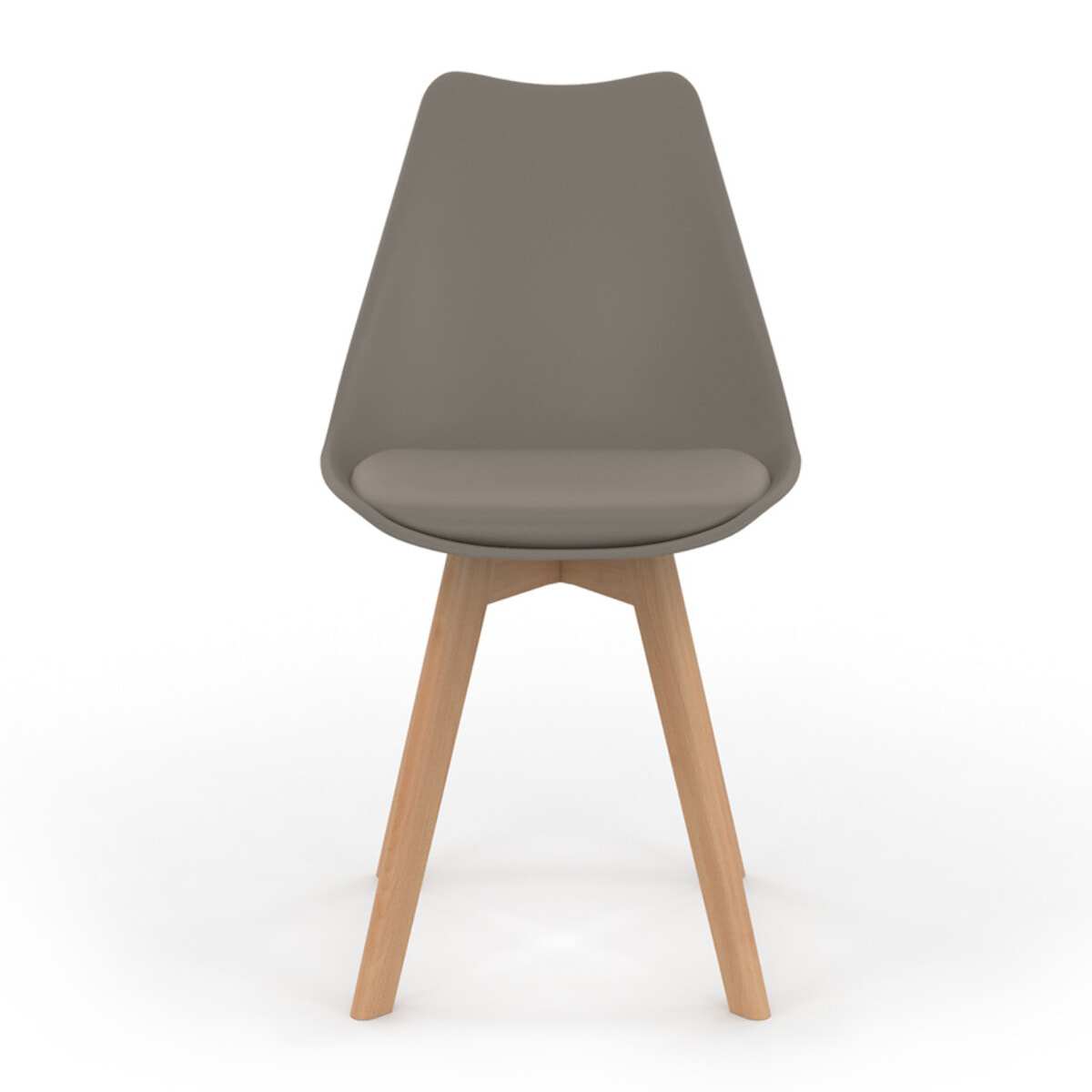 Chaises Nordia assise taupe et pieds bois - lot de 6