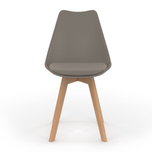 Chaises Nordia assise taupe et pieds bois - lot de 6