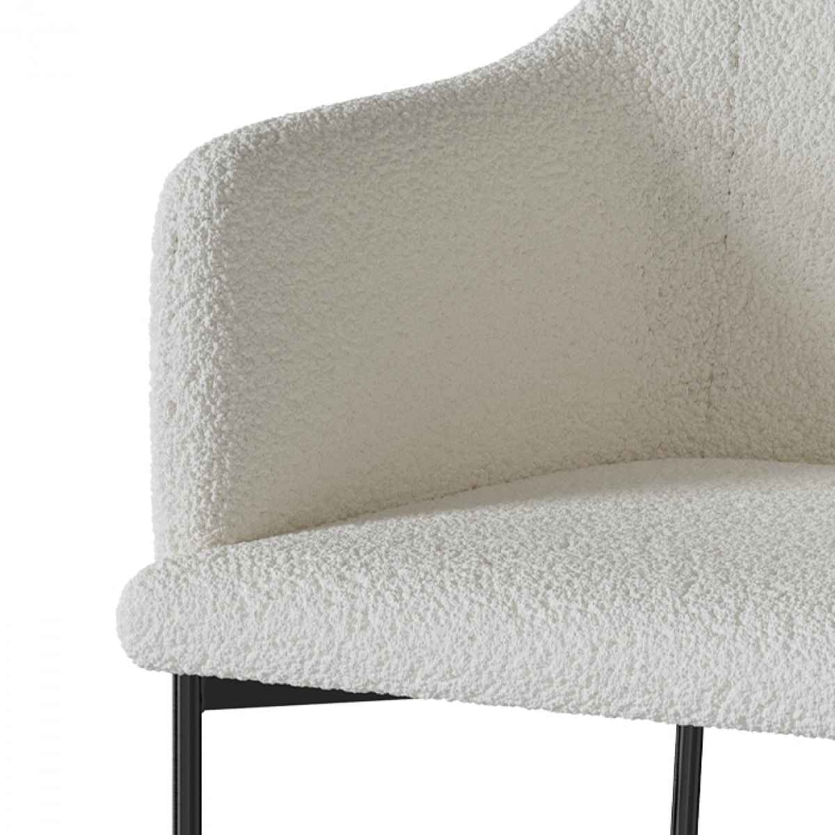Fauteuil blanc en tissu effet laine bouclette - Glam