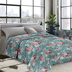 INTRECCI Piumino Matrimoniale, 260 x 260 cm, Piumino Ecologico, Caldo, Invernale, 300 g/m², Anallergico e Antiacaro, Made in Italy, Lavabile in Lavatrice, Soffice, Morbido. Fantasia: Bouquet