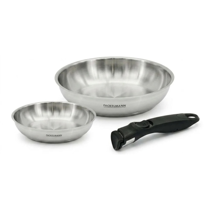Set de 2 poêles avec manche amovible Fackelmann InoGrip