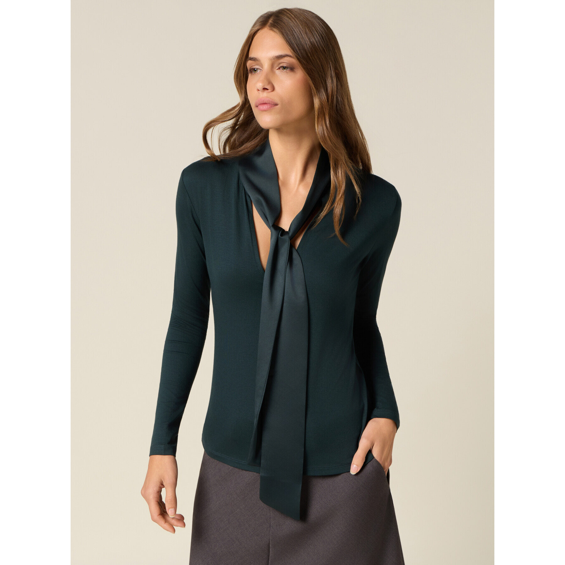 Oltre - T-shirt con fusciacca in raso - Verde