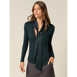 Oltre - T-shirt con fusciacca in raso - Verde