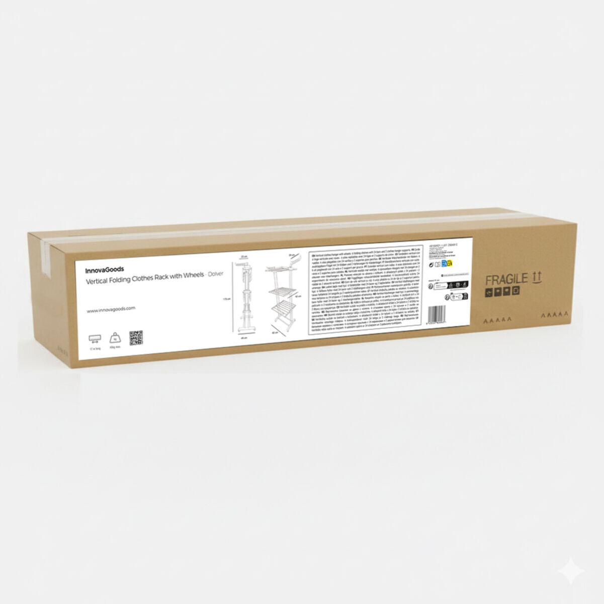 Tendedero Plegable Vertical con Ruedas Dolver InnovaGoods 24 Barras