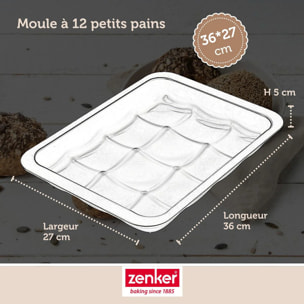 Moule 12 mini pains ou brioches 36 x 27 cm Zenker Black Metallic