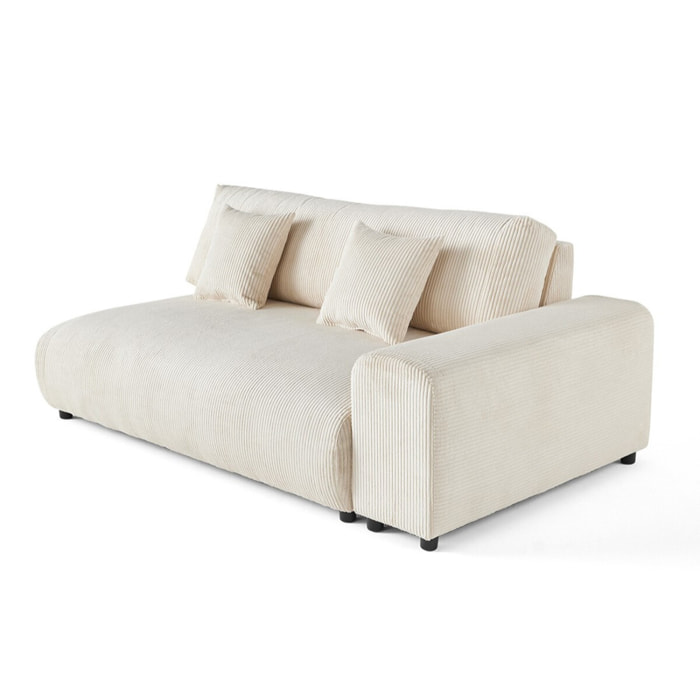 Garance - module d'assise 3 places avec accoudoir droit - en velours côtelé - Beige
