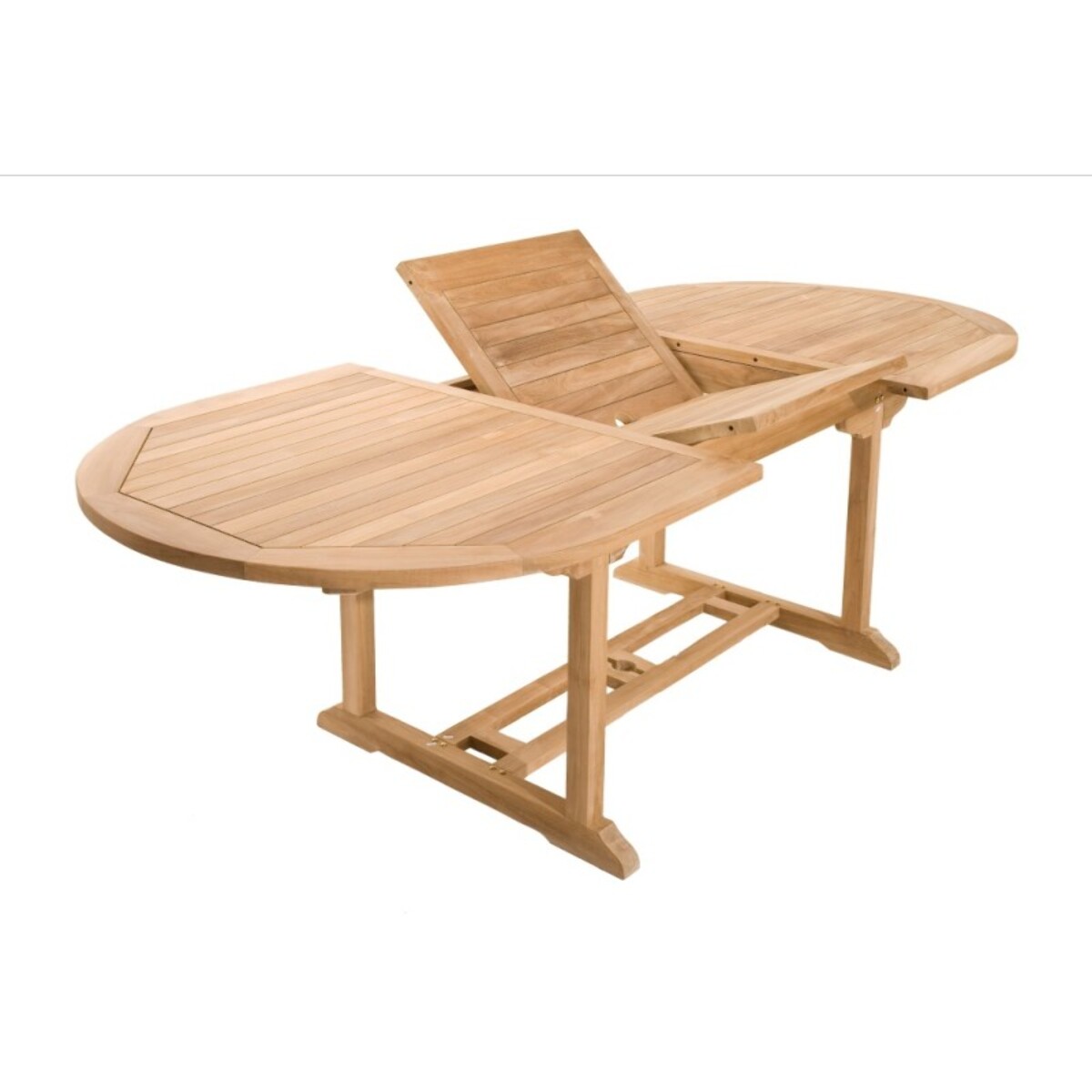 FUN - Table de jardin 8/10 personnes - ovale extensible 180/240*100 cm en bois Teck brut