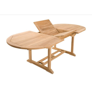 FUN - Table de jardin 8/10 personnes - ovale extensible 180/240*100 cm en bois Teck brut