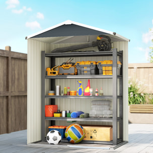 Caseta de Jardín Exterior 1,1 m², 136x87x179 cm, Cobertizo de Jardín Exterior Metálico con Puerta Corredera, Techo Inclinado y Guantes, para Almacenaje de Herramientas Bicicletas, Gris Oscuro